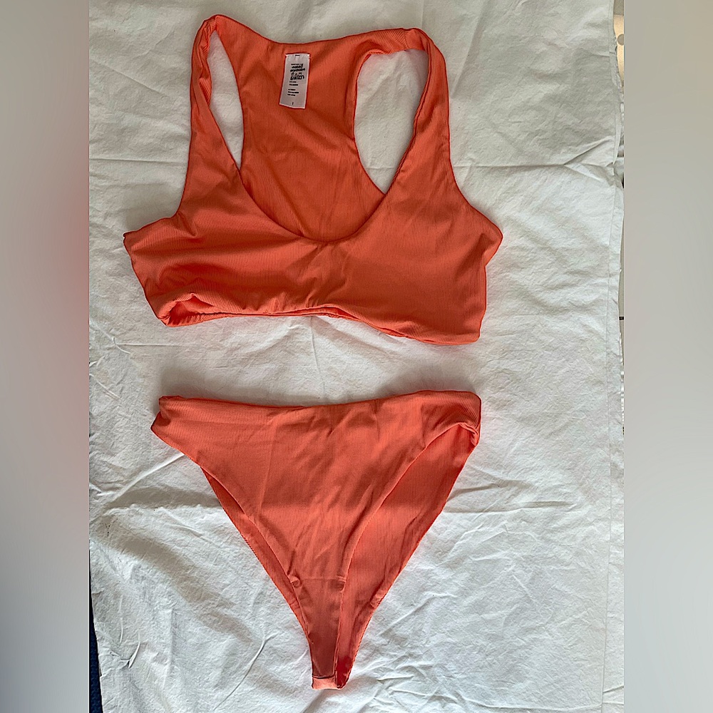 NWOT naked wardrobe bathing suit top and bottom size L